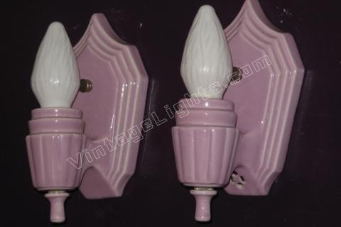 Antique Lavender Porcelain Sconces, Vintage Bathroom Lighting