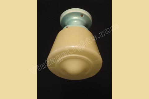Vintage Green Custard Milk Glass Light Shade ~ Fitter Globe ~ New Old Stock 