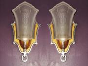Pr Slip Shade Sconces with Crown and Shield 4 pr available