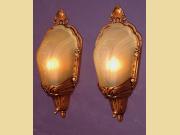 Pair of Vintage 1930s Slip Shade Covered Bulb Wall Sconces
