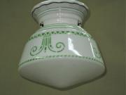 Vintage Green Painted Fitter and Globe c.1930 w/ free 16 watt LED