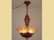 Lightolier 5 Slip Shade Antique Lighting Fixture with Vintage Consolidated Glass Shades