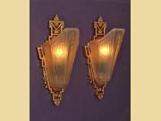 Pair Sconces with Consolidated Glass Slip Shades