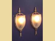 Pair Slip Shade antique lighting wall sconces. Federal style influence 4 pair avail