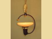 1930s Single bulb Pendant with Custard glass by Lightolier