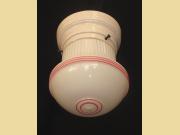 Smaller Milk Glass Shade with Original Red Strips on Porcelain Fitter