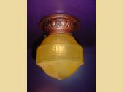 Vintage Cast Iron Ceiling Porch Light Fixture w/ Antique Shade 