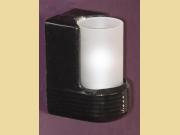 ON HOLD Black Porcelain Vintage Bathroom Lighting Fixture with Frosted Shade. Single
