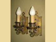 Vintage Pair Single Bulb Sconces with Tudor & Spanish Revival Feel 