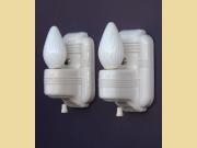 Vintage Ribbed White Porcelain Wall Sconce.  Priced per pair.  More available