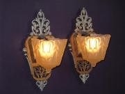 Lincoln Antique Lighting Slip Shade Wall Sconces.  More than one pair available