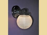 Black Porcelain Sconce with Holophane Globe 1920s