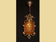 Bronze Ceiling Pendant with Crackle Glass Cylinder Shade.  More than one available