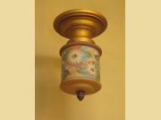 Original Tan and Flowered Bellova Glass Shade on Vintage Fitter