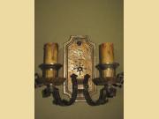 ON HOLD Pair w/ Original Finish & Patina 2 Bulb Craftsman Lodge Tudor Sconces 3 available priced per