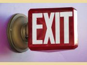 Ruby Red Beveled Exit Wall Sign Deco