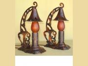 Pair Cast Iron 1920s Table Lamps Original Finish
