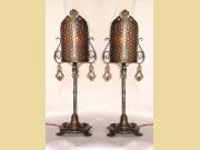 ON HOLD Pair Spanish Revival Mantle Lamps Original Finish