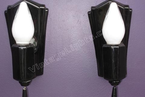 Black Porcelain Wall Lights, Vintage Porcelain Bathroom Light Fixtures