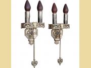 Large Tudor / Gothic Two Bulb Sconces, 1920s