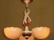 Vintage 3 Slip Shade Antique Lighting Fixture with Custard Glass