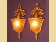 Pair Beardslee Vintage Original Wall Sconces with Original Vintage Glass.