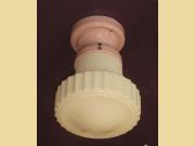 Vintage Lavender Porcelain Ceiling Fixture with Vintage Milk Glass Globe