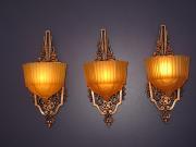 3 Art Deco Antique Wall Sconce Lighting with Original Slip Shade Glass priced each