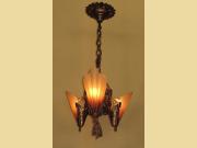 Three Shade Bronze Chandelier with Brown Tip Shades