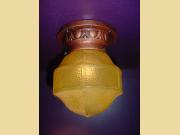 Vintage Cast Iron Ceiling Porch Light Fixture w/ Antique Shade