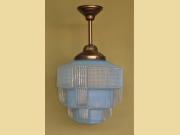 2 Iconic Large Art Deco Ice Blue Fixture on Painted Fitter