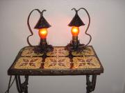 Vintage Pr Arts & Crafts Bedside Table Lamps.  Restored Antique Hammered Finish