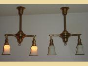 Single Only Antique Brass 2 Shade Lighting Fixtures. From Vintage Ship or Train with Gimbaled ends