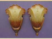Vintage Slip Shade Sconces with Original Bronze Finish and Patina