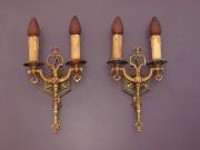 Pair Tudor Revival Style 2 bulb Wall Lamps 4 pair available priced per pair