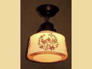 Vintage Ceiling Fixture with Spanish Revival Birds on the Globe