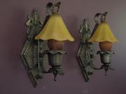 Pr. Hammered Arts& Crafts, Tudor, Storybook Style Sconces.