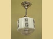 Deco Milk Glass Pendant with Black design