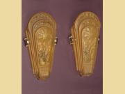 Art Deco Era Slip Shade Wall Sconces with Nickel Plated Back Plates